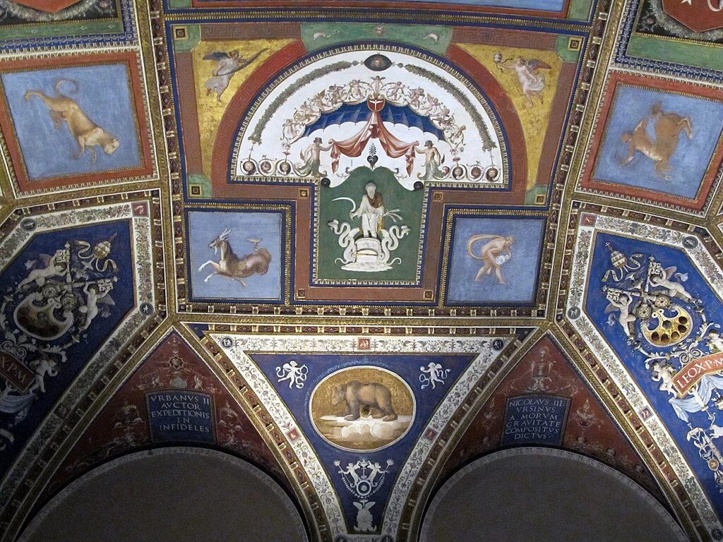 Perin del Vaga - Appartamento Borgia, Città del Vaticano, Sala dei Pontefici, volta con affreschi di Giovanni da Udine e Pierin del Vaga 1